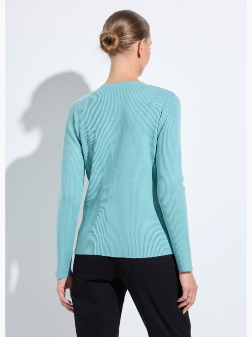 Cárdigan de punto acanalado liso con botones en la parte delantera - Afibel - Kiabi