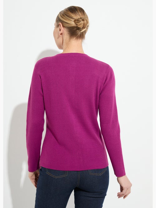 Cárdigan de punto acanalado liso con botones en la parte delantera - Afibel - Kiabi