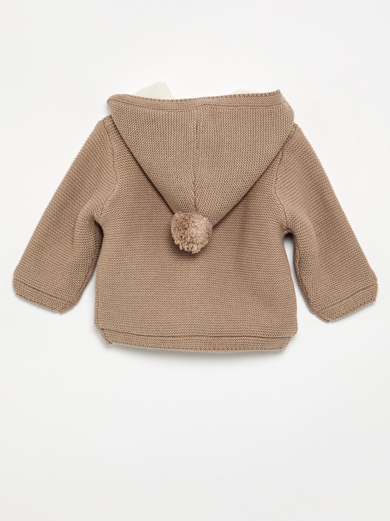 Cárdigan de punto bobo forrado con capucha Beige - Kiabi