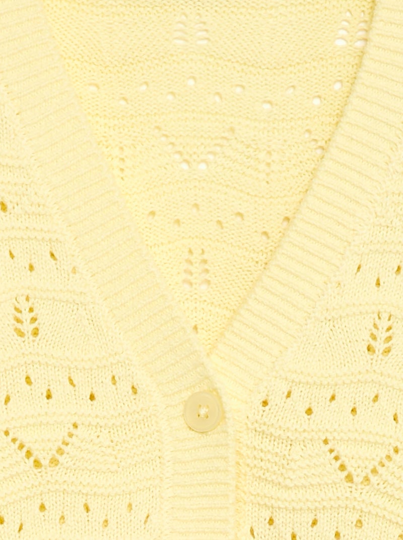 Cárdigan de punto calado Amarillo - Kiabi