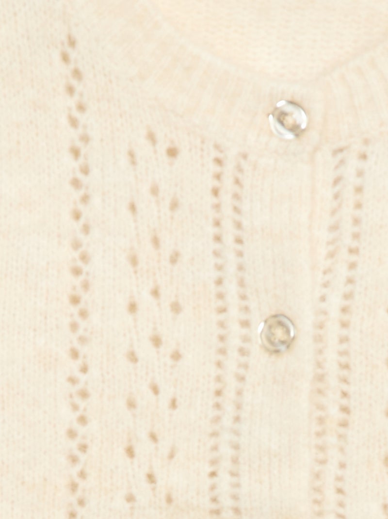 Cárdigan de punto calado Blanco - Kiabi