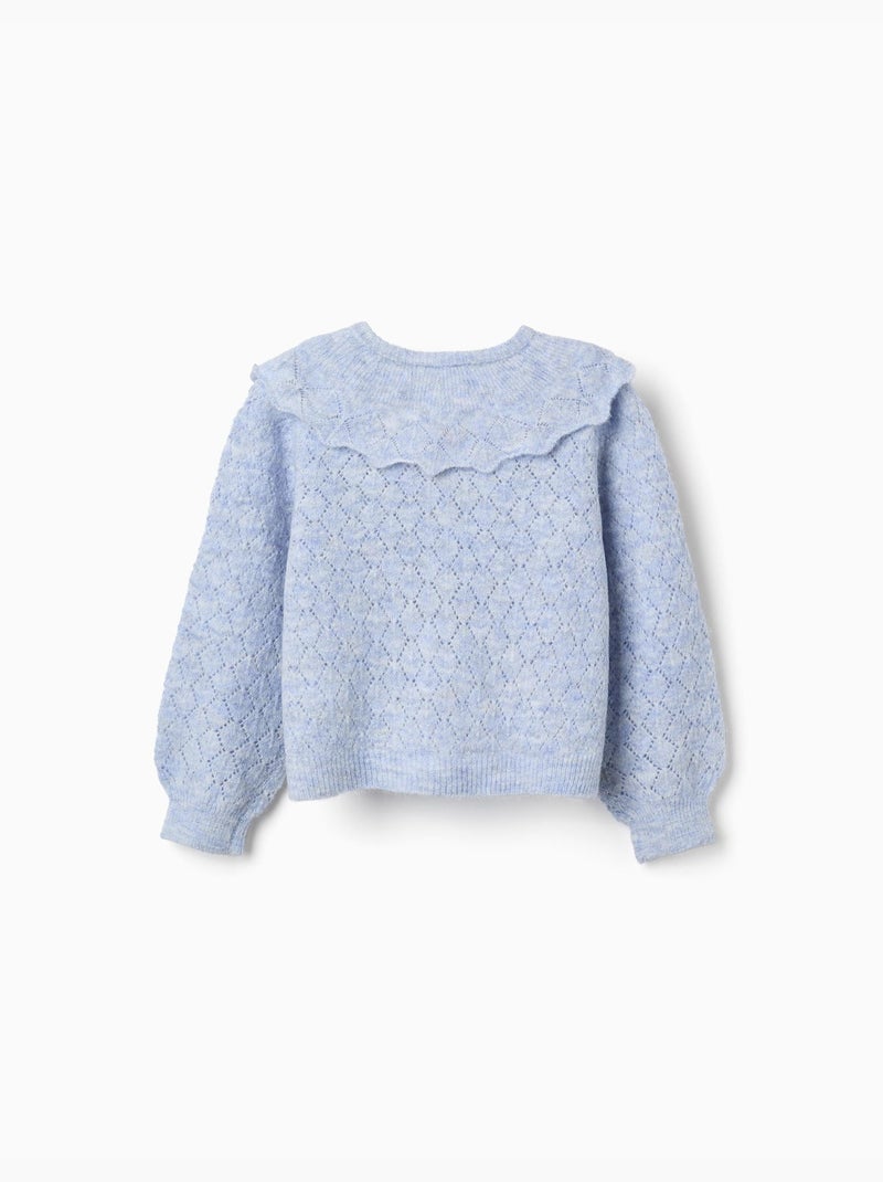 Cárdigan de punto calado con maxi cuello Azul Azul - Kiabi