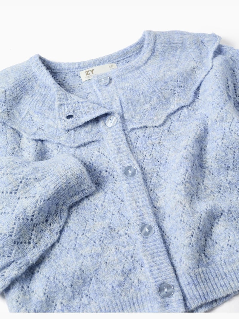 Cárdigan de punto calado con maxi cuello Azul Azul - Kiabi
