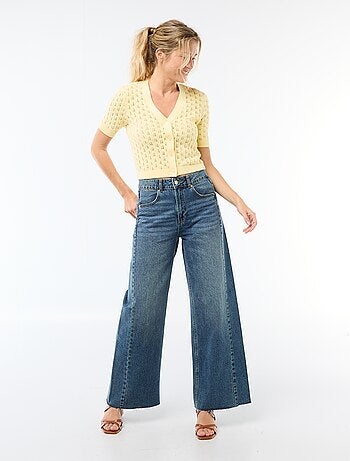 Cárdigan de punto calado de manga corta