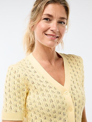 Cárdigan de punto calado de manga corta