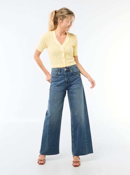 Cárdigan de punto calado de manga corta - Kiabi