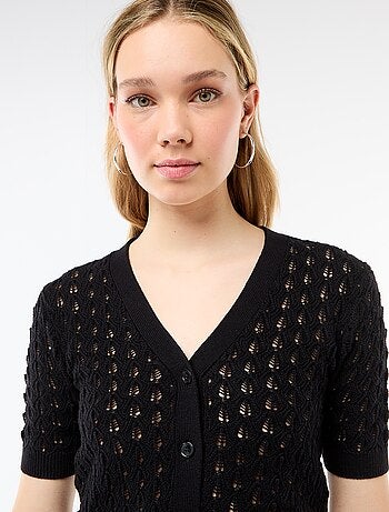 Cárdigan de punto calado de manga corta