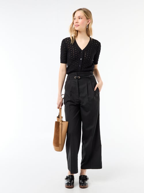 Cárdigan de punto calado de manga corta - Kiabi