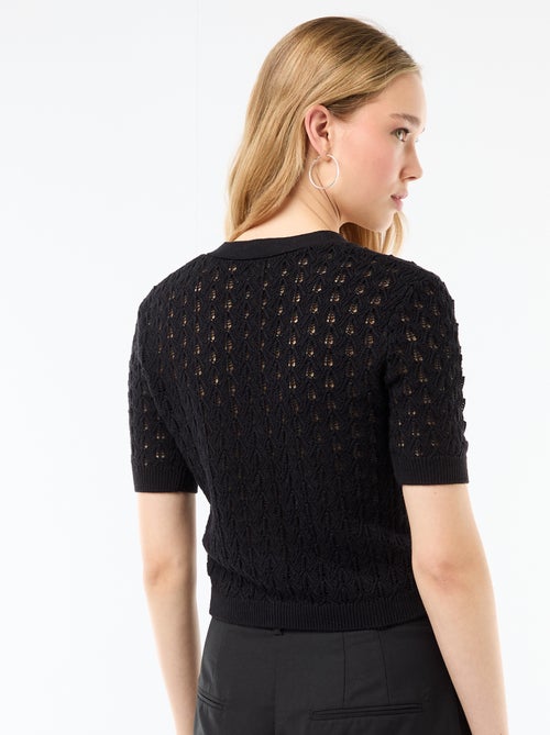 Cárdigan de punto calado de manga corta - Kiabi