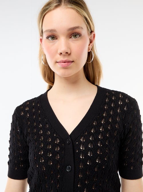 Cárdigan de punto calado de manga corta - Kiabi