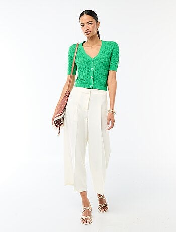 Cárdigan de punto calado de manga corta