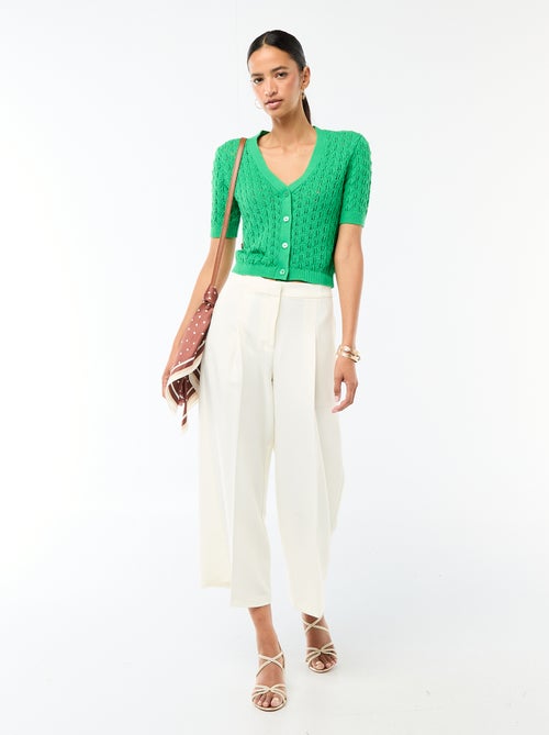 Cárdigan de punto calado de manga corta - Kiabi