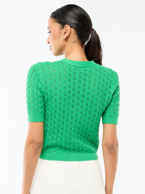 Cárdigan de punto calado de manga corta - Kiabi