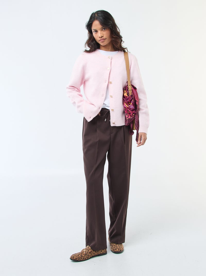 Cárdigan de punto con botones dorados Rosa - Kiabi