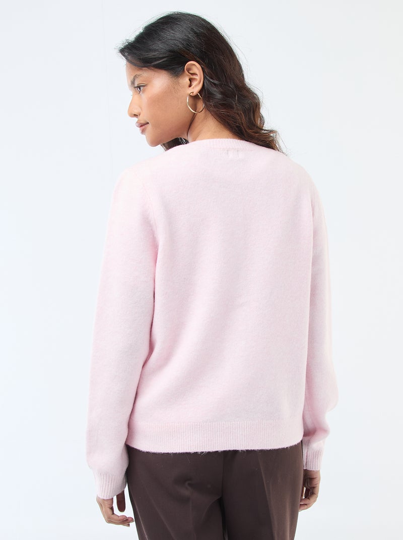 Cárdigan de punto con botones dorados Rosa - Kiabi