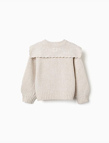 Cardigan de punto con cuello bordado