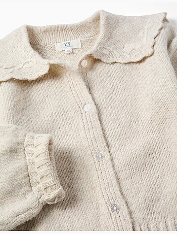 Cardigan de punto con cuello bordado