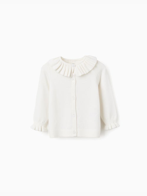 Cárdigan de punto con cuello y puños con volantes - Kiabi