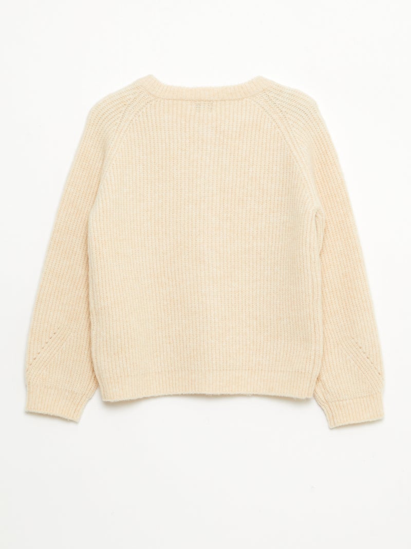 Cárdigan de punto con detalles de perlas Beige - Kiabi