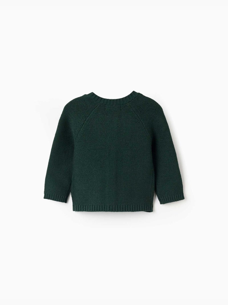 Cárdigan de punto con detalles trenzados b&s Verde oscuro - Kiabi