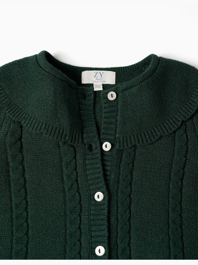 Cárdigan de punto con detalles trenzados b&s Verde oscuro - Kiabi