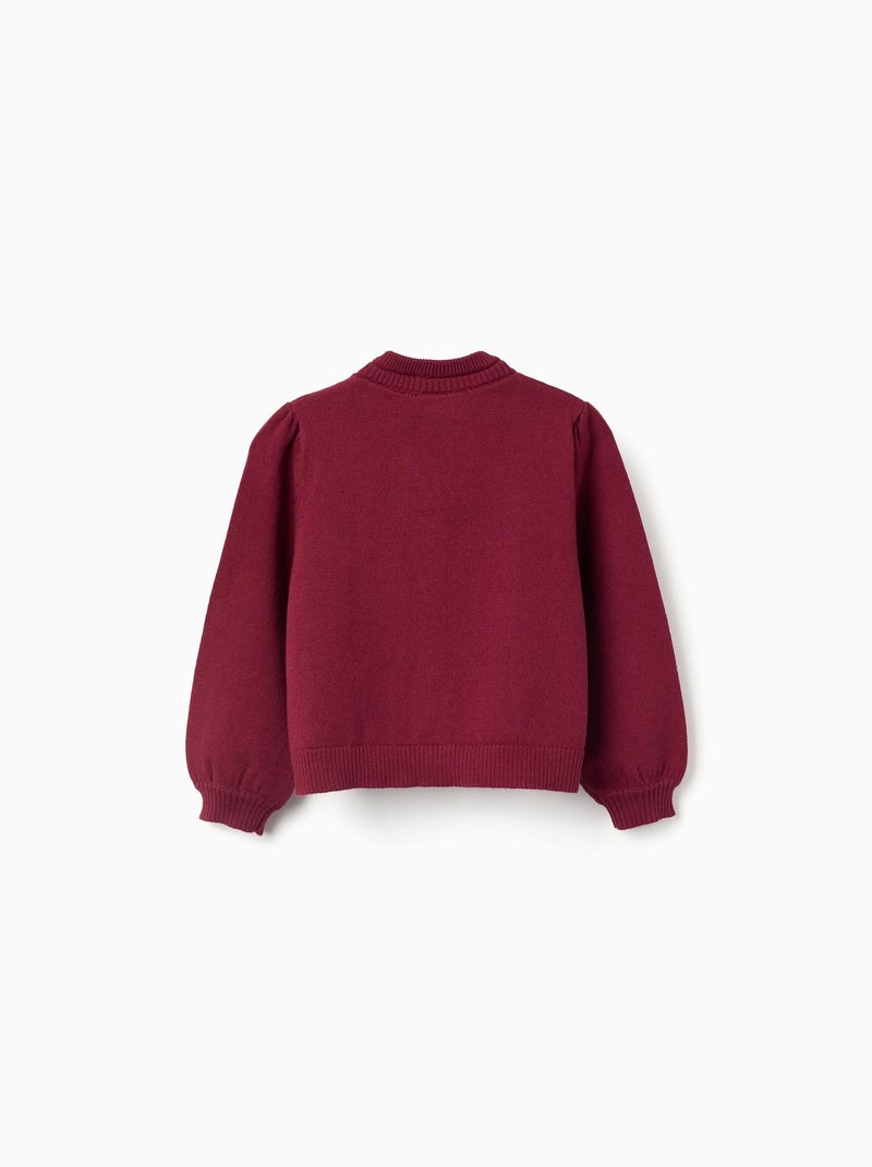 Cárdigan de punto con detalles trenzados Rojo oscuro - Kiabi
