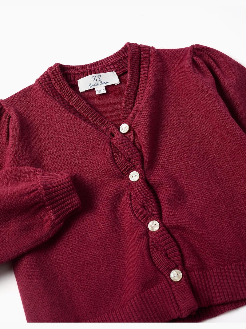 Cárdigan de punto con detalles trenzados Rojo oscuro - Kiabi