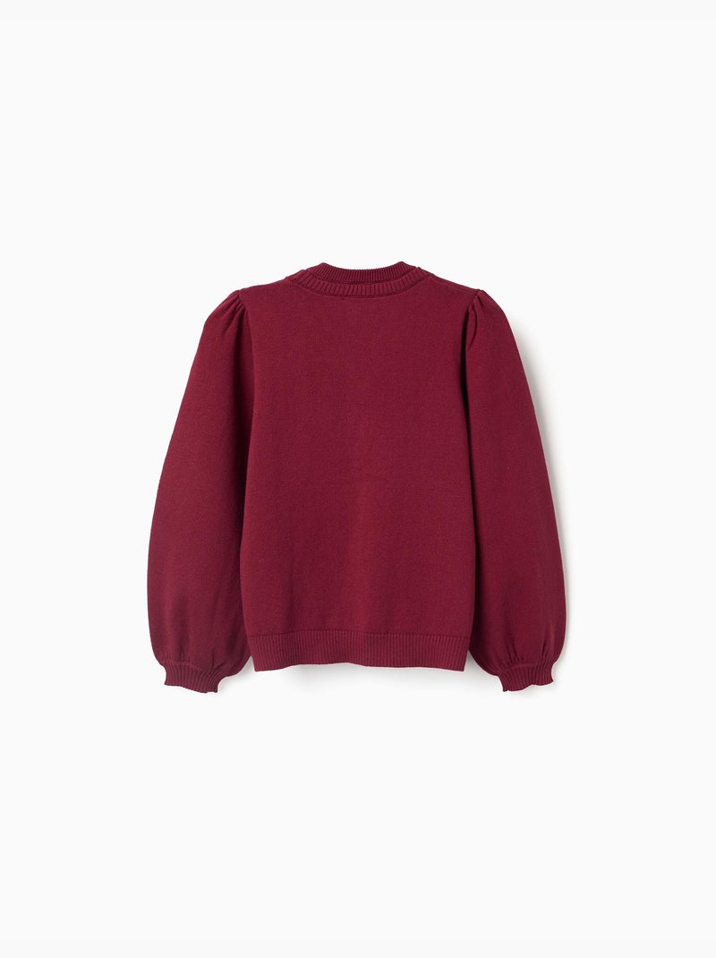 Cárdigan de punto con detalles trenzados Rojo oscuro - Kiabi