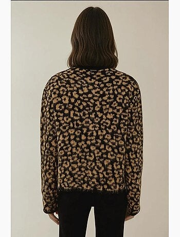 Cárdigan de punto con estampado de leopardo de corte relajado hiccup