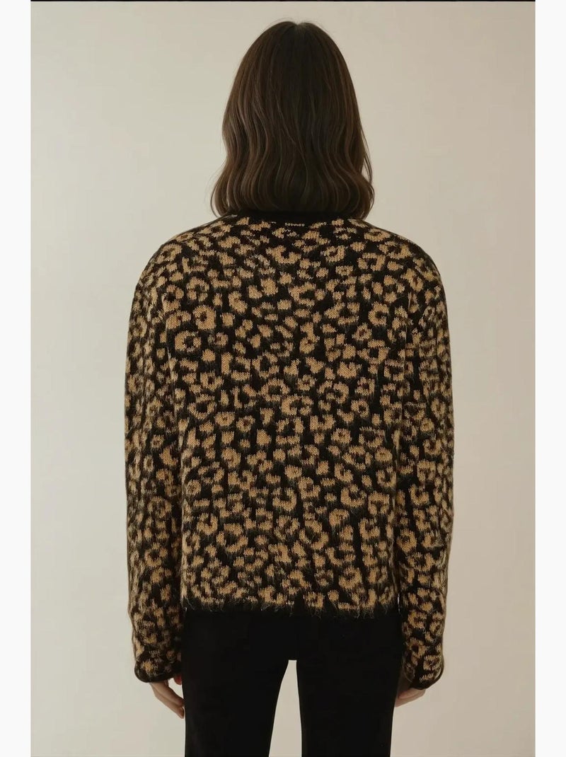 Cárdigan de punto con estampado de leopardo de corte relajado hiccup Marrón - Kiabi