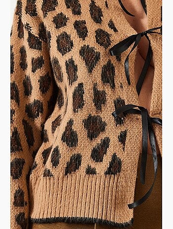 Cárdigan de punto con estampado de leopardo lucci