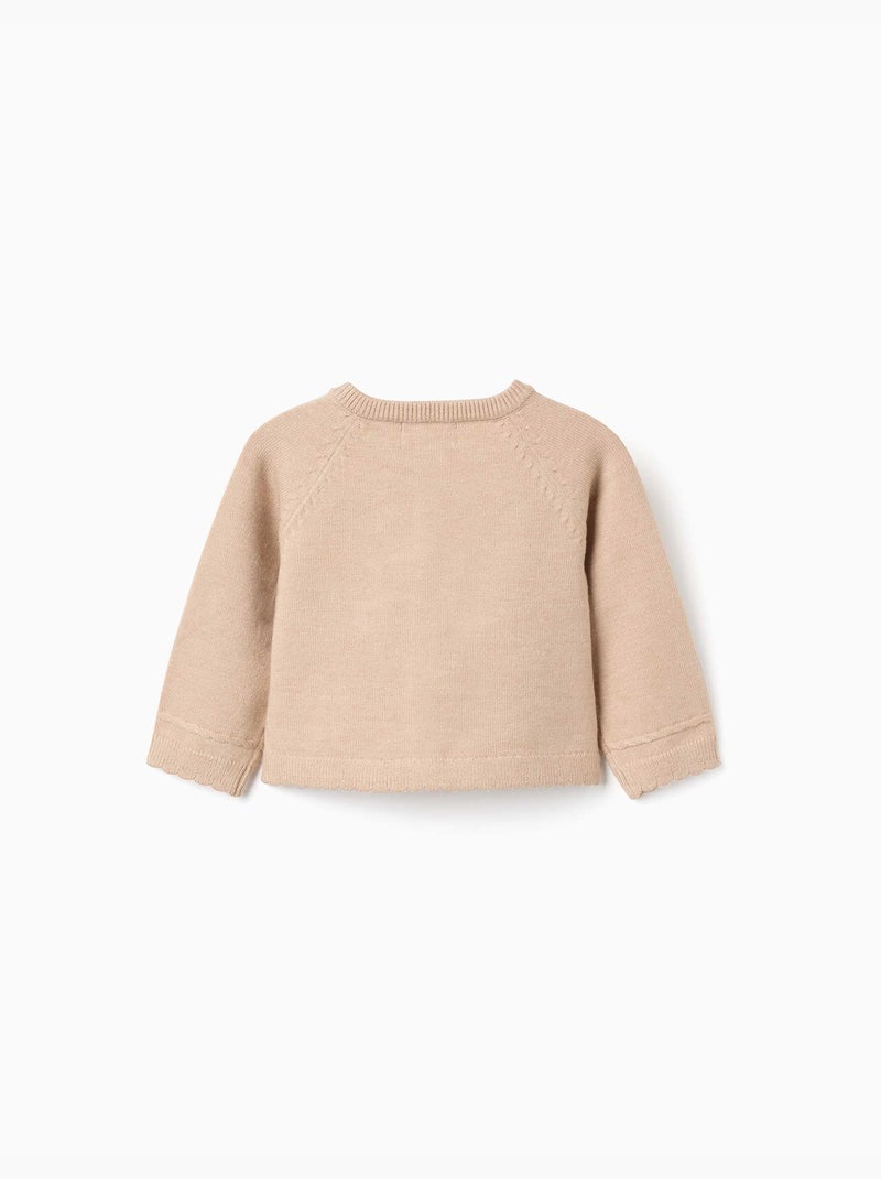 Cárdigan de punto con extremos festoneados b&s Beige claro - Kiabi