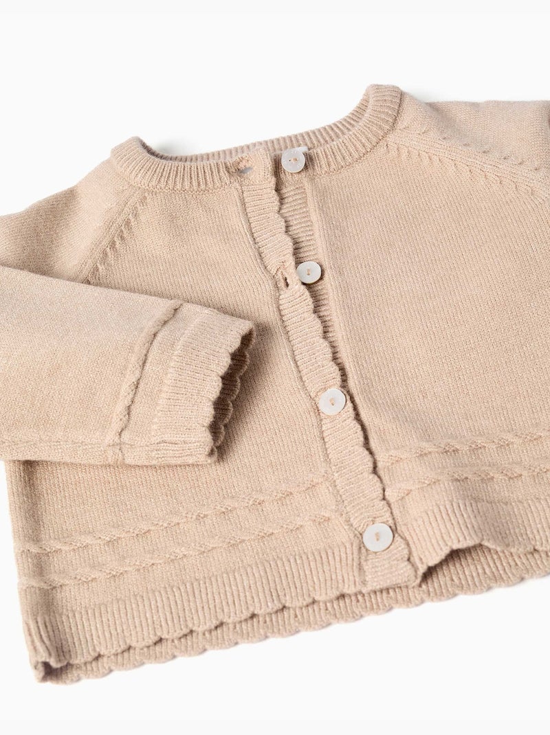Cárdigan de punto con extremos festoneados b&s Beige claro - Kiabi
