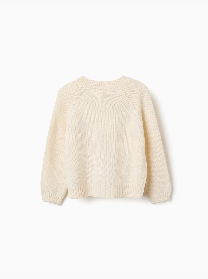 Cárdigan de punto con flores bordadas Blanco - Kiabi