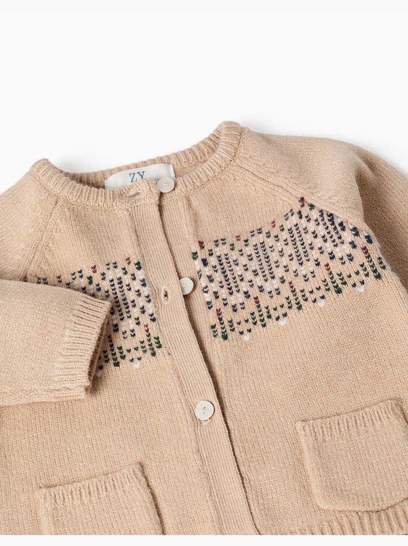 Cárdigan de punto con jacquard Beige claro - Kiabi