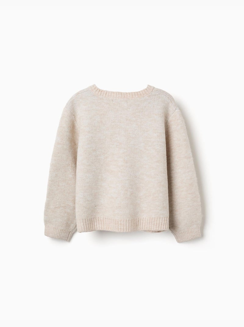 Cárdigan de punto con lazos y lunares jacquard Beige claro - Kiabi