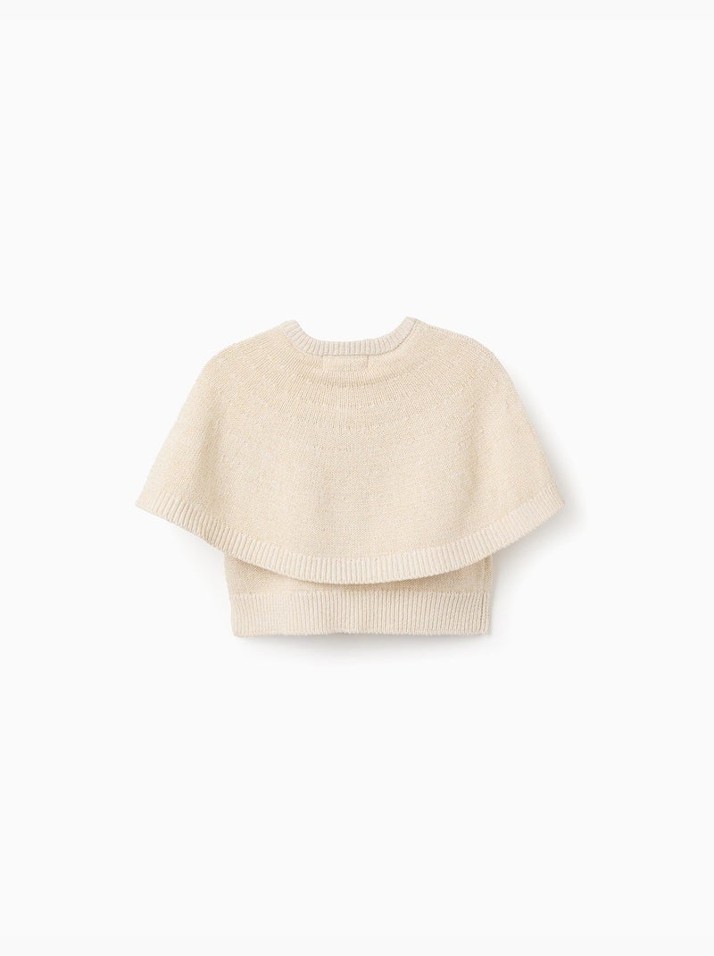 Cárdigan de punto con mangas tipo capa y lurex Beige claro - Kiabi