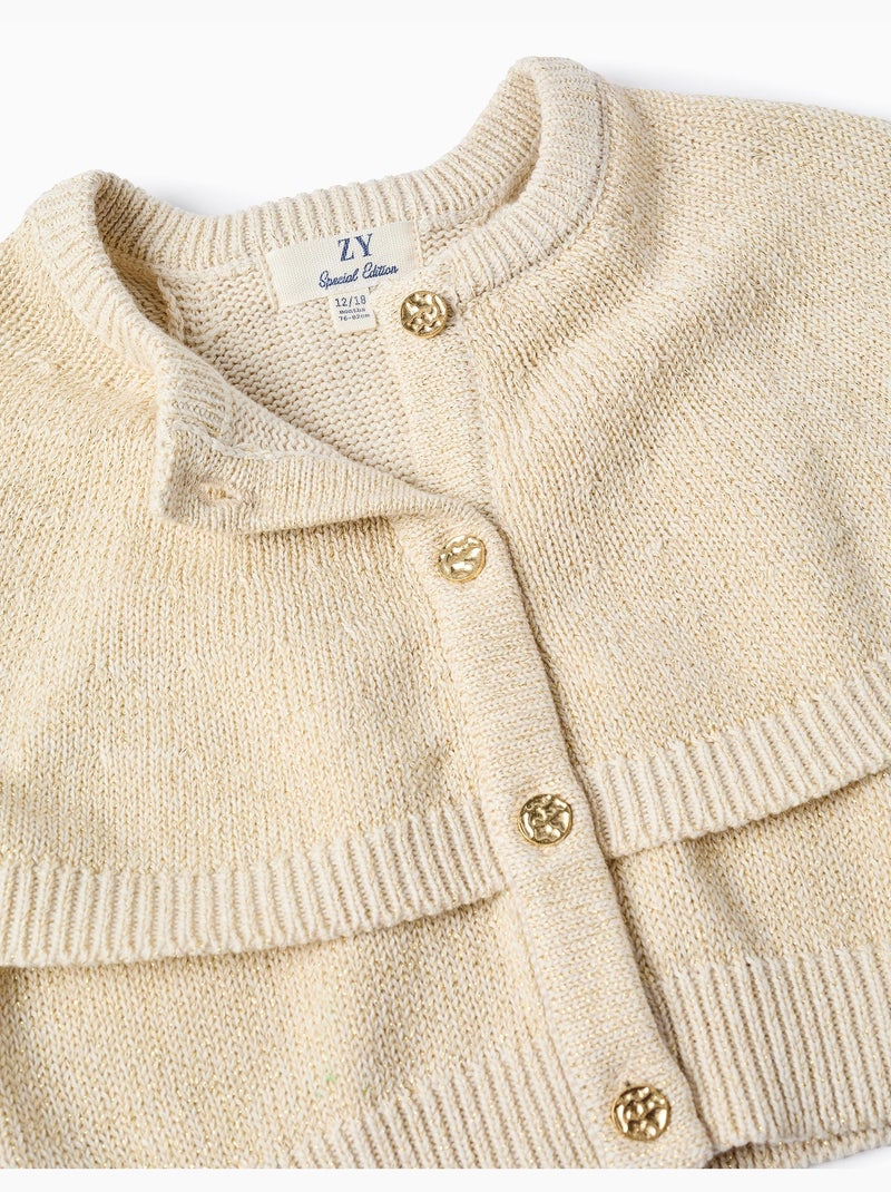 Cárdigan de punto con mangas tipo capa y lurex Beige claro - Kiabi