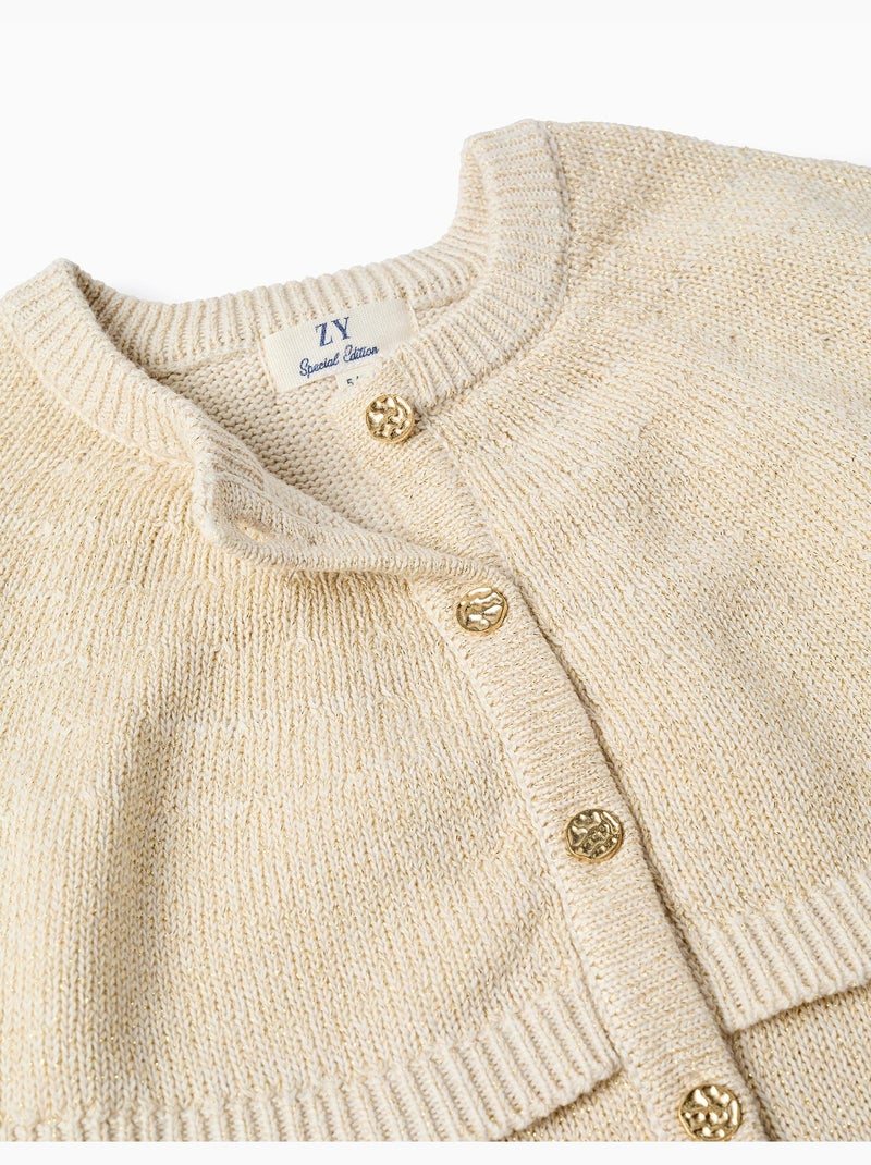 Cárdigan de punto con mangas tipo capa y lurex Beige claro - Kiabi