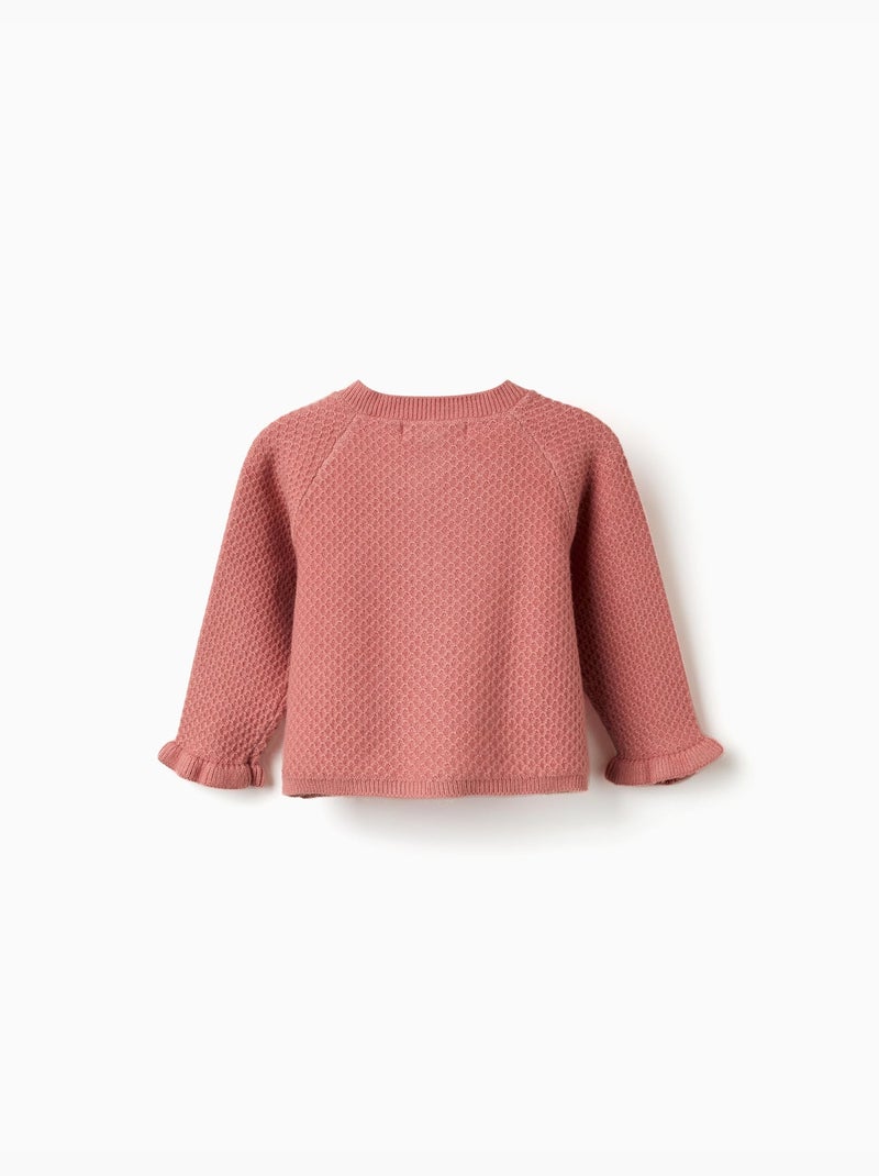 Cárdigan de punto con puños con volantes Rosa - Kiabi