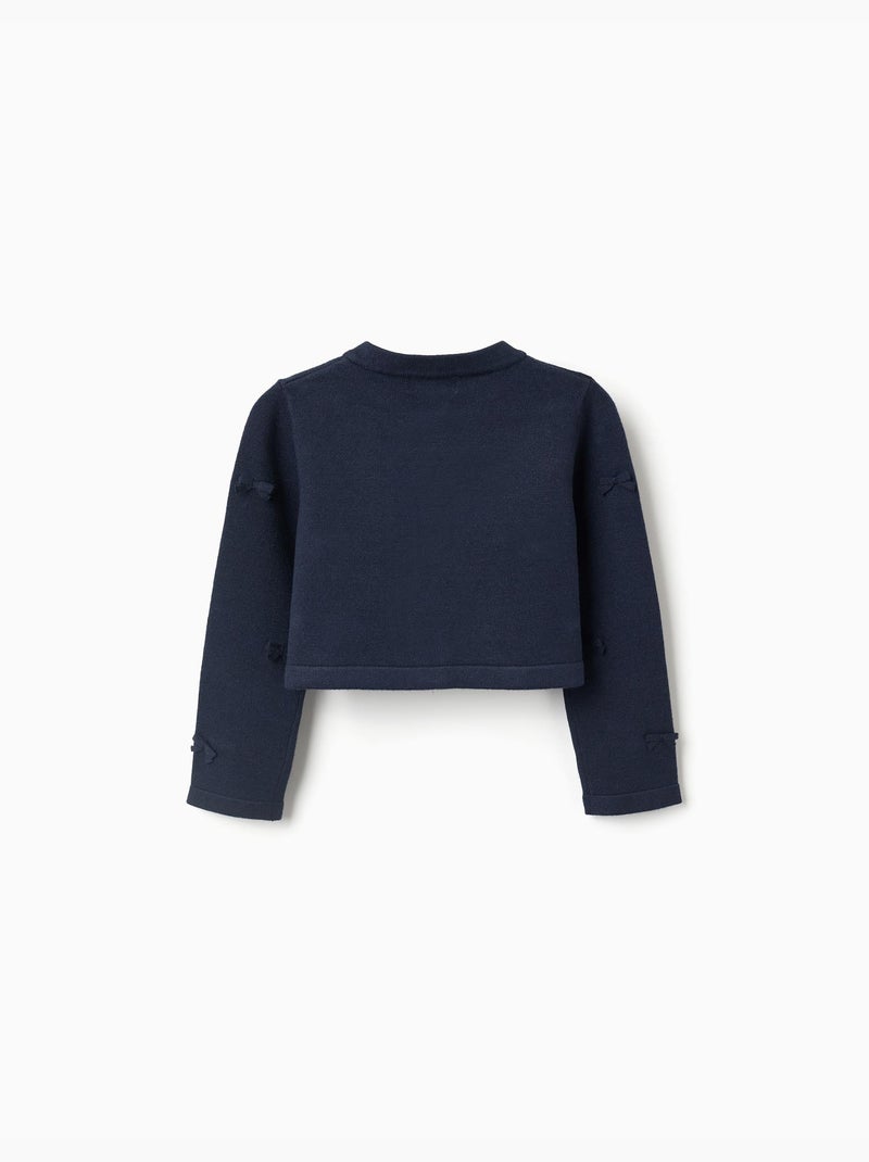 Cárdigan de punto corto con lazos Azul Azul - Kiabi