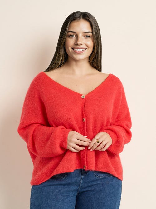 Cárdigan de punto de alpaca, cuello en V - AFIBEL - Kiabi