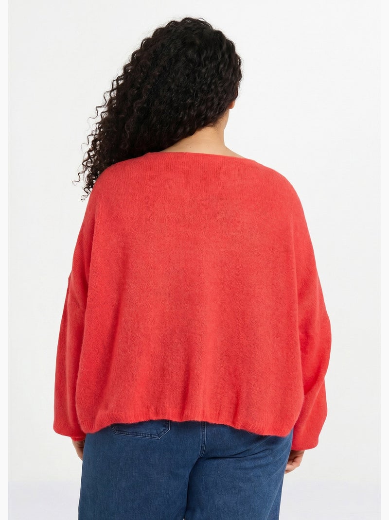 Cárdigan de punto de alpaca, cuello en V - AFIBEL Coral - Kiabi