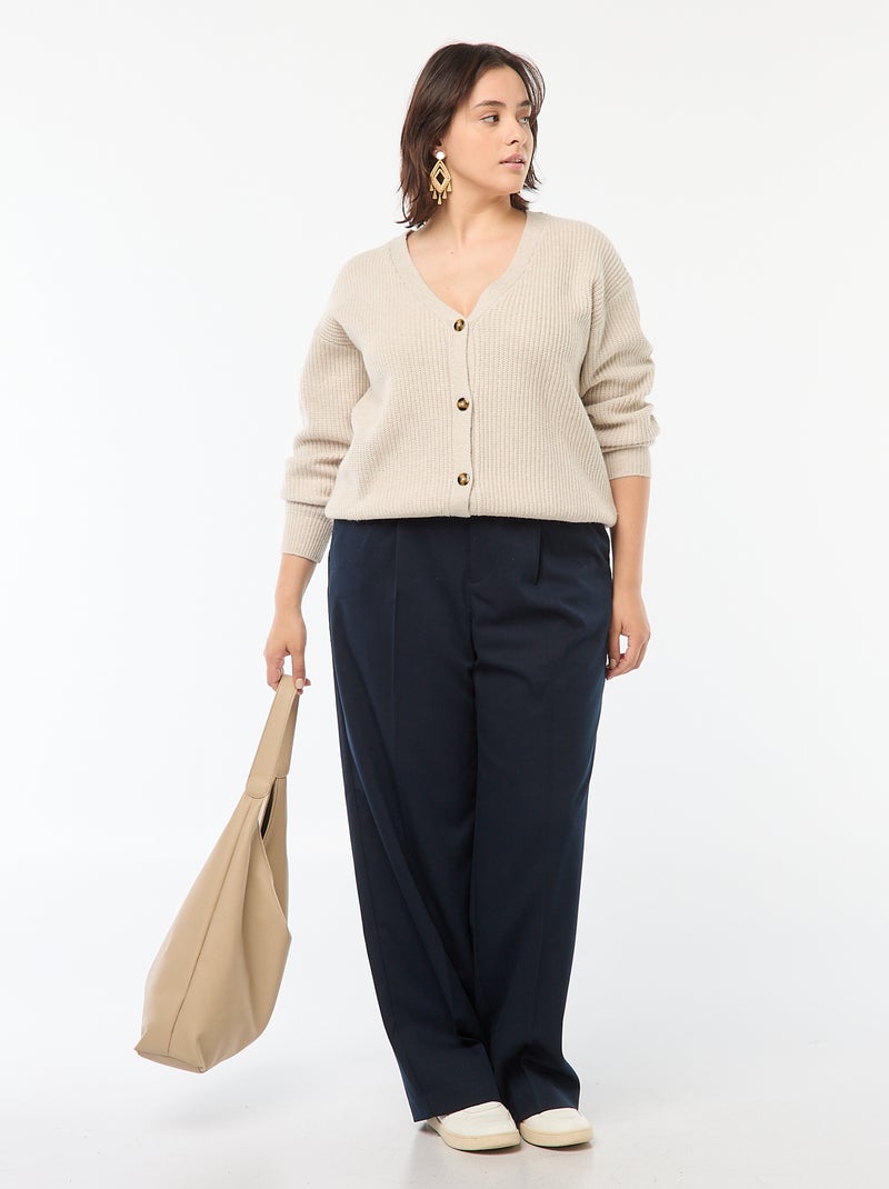 Cárdigan de punto de canalé Gris - Kiabi