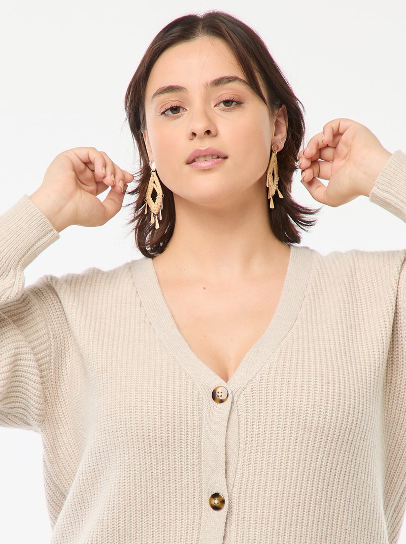 Cárdigan de punto de canalé Gris - Kiabi