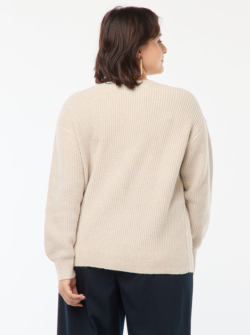 Cárdigan de punto de canalé Gris - Kiabi