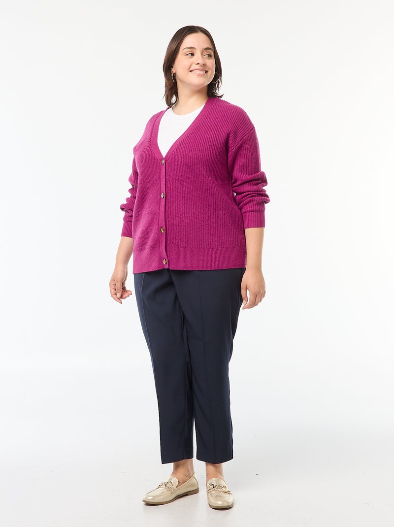 Cárdigan de punto de canalé Purpura - Kiabi