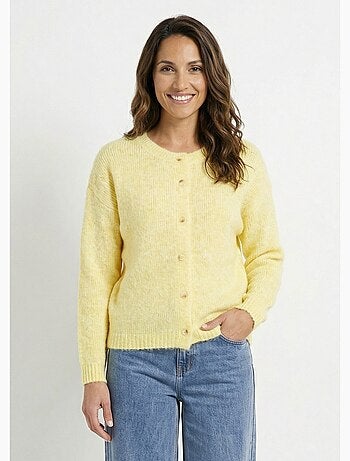 Cárdigan de punto de cuello redondo con lana - AFIBEL