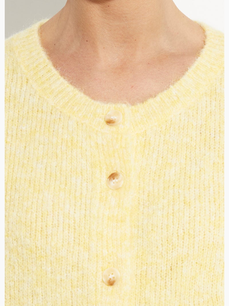 Cárdigan de punto de cuello redondo con lana - AFIBEL Amarillo - Kiabi