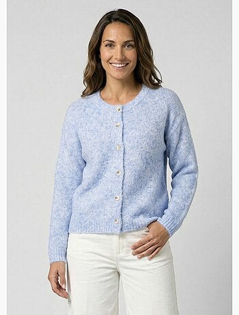 Cárdigan de punto de cuello redondo con lana - AFIBEL